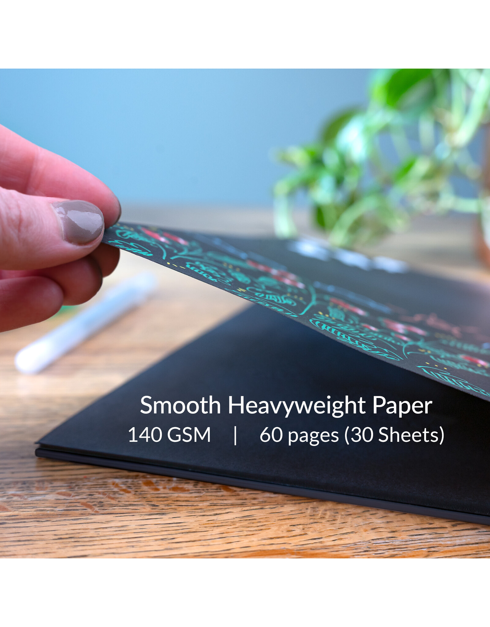 W.A. Portman WA Portman Black Paper Sketchbook A4 (8.3" x 11.7") – 60 Pages (30 Sheets) 140 GSM Acid-Free Black Book Marker Paper