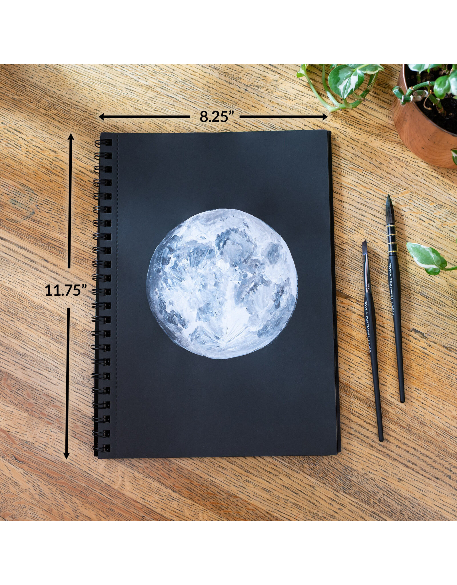 W.A. Portman WA Portman Black Paper Sketchbook A4 (8.3" x 11.7") – 60 Pages (30 Sheets) 140 GSM Acid-Free Black Book Marker Paper