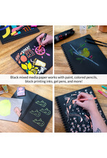 W.A. Portman WA Portman Black Paper Sketchbook A4 (8.3" x 11.7") – 60 Pages (30 Sheets) 140 GSM Acid-Free Black Book Marker Paper