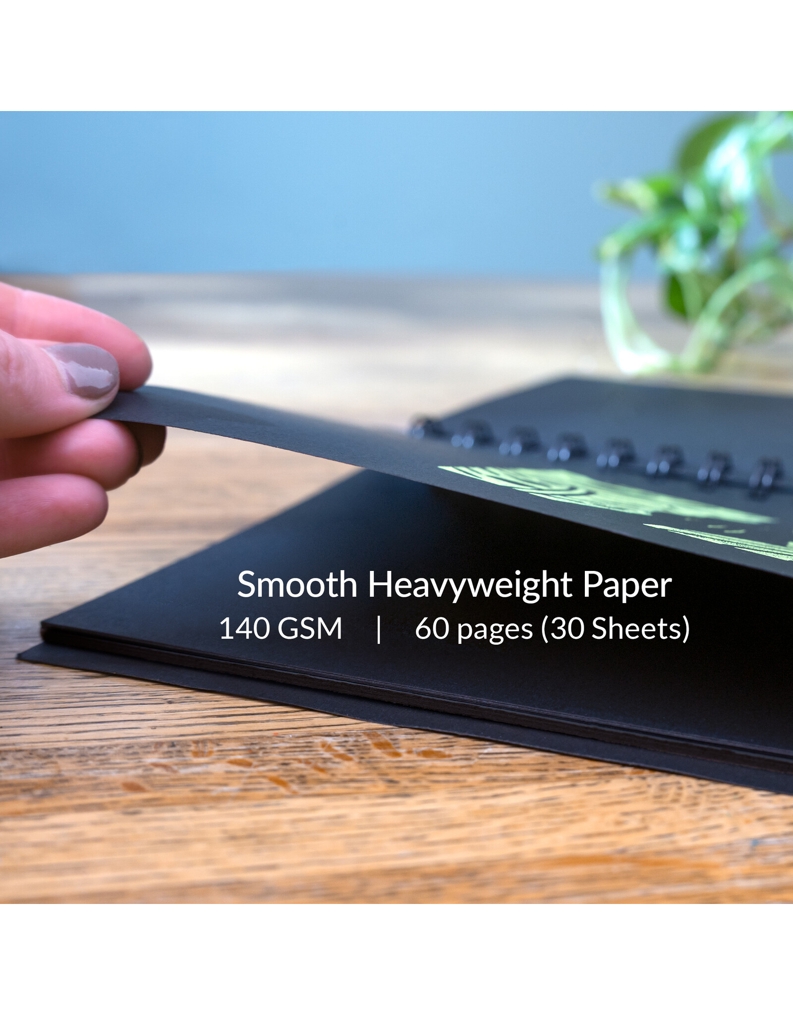 W.A. Portman WA Portman Black Paper Sketchbook 2-Pack A5 (6" x 8.25") – 60 Pages (30 Sheets) 140 GSM Acid-Free Black Sketchbook for Drawing