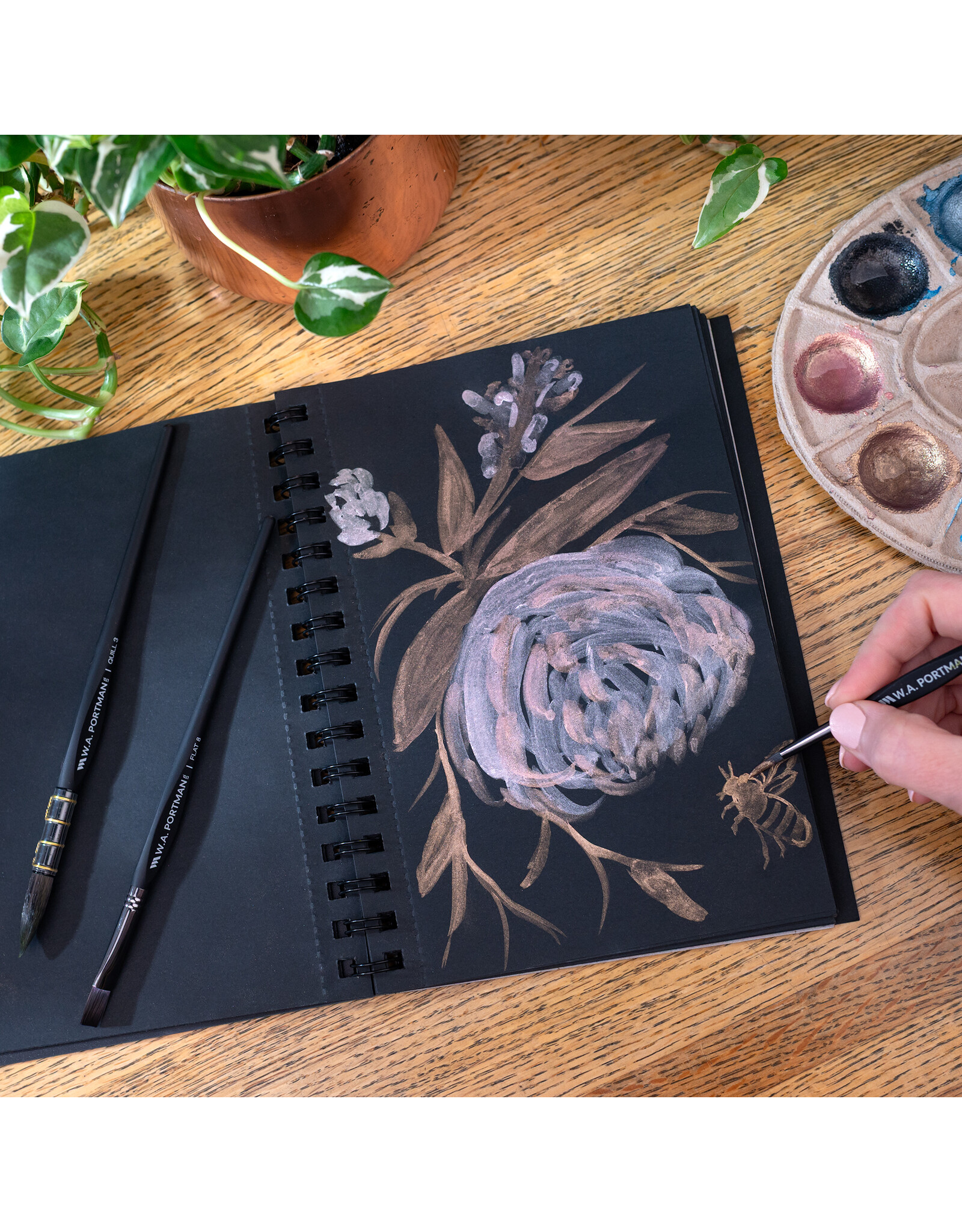 W.A. Portman WA Portman Black Paper Sketchbook 2-Pack A5 (6" x 8.25") – 60 Pages (30 Sheets) 140 GSM Acid-Free Black Sketchbook for Drawing