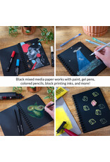 W.A. Portman WA Portman Black Paper Sketchbook 2-Pack A5 (6" x 8.25") – 60 Pages (30 Sheets) 140 GSM Acid-Free Black Sketchbook for Drawing