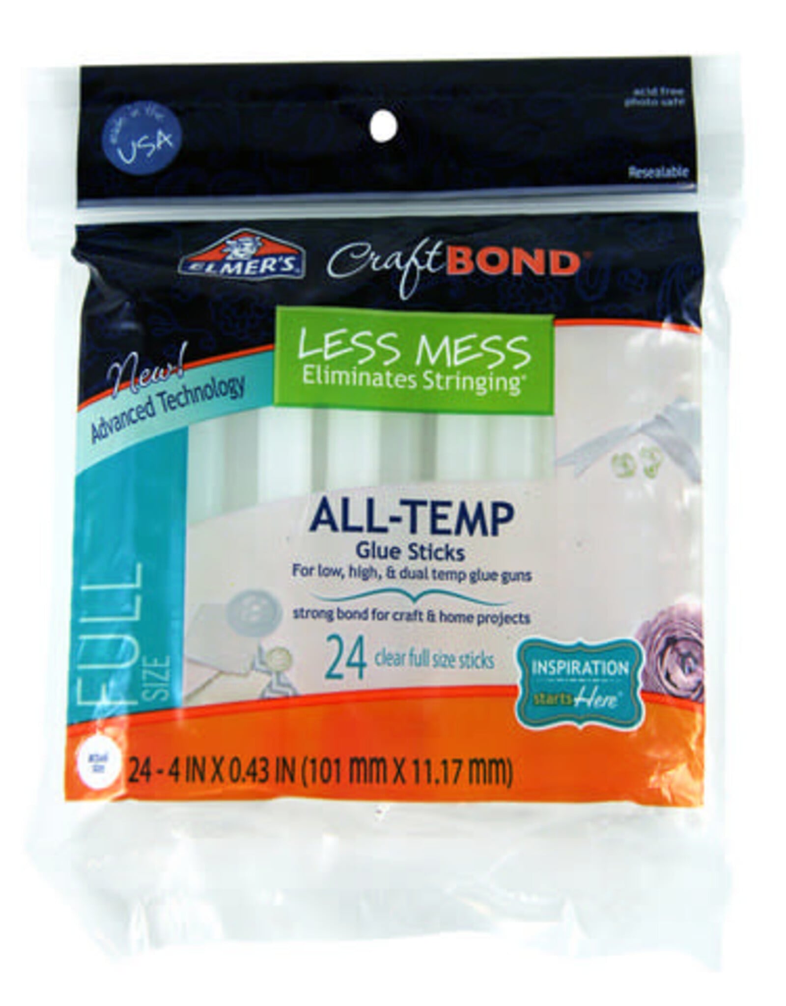 ELMERS Elmer's CraftBond® Less Mess 4in. All-Temp Glue Sticks 24ct.