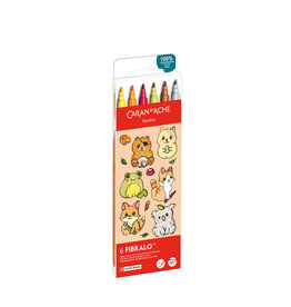 Caran d'Ache Fibralo Kawaii Animals Assortment 6 Pieces