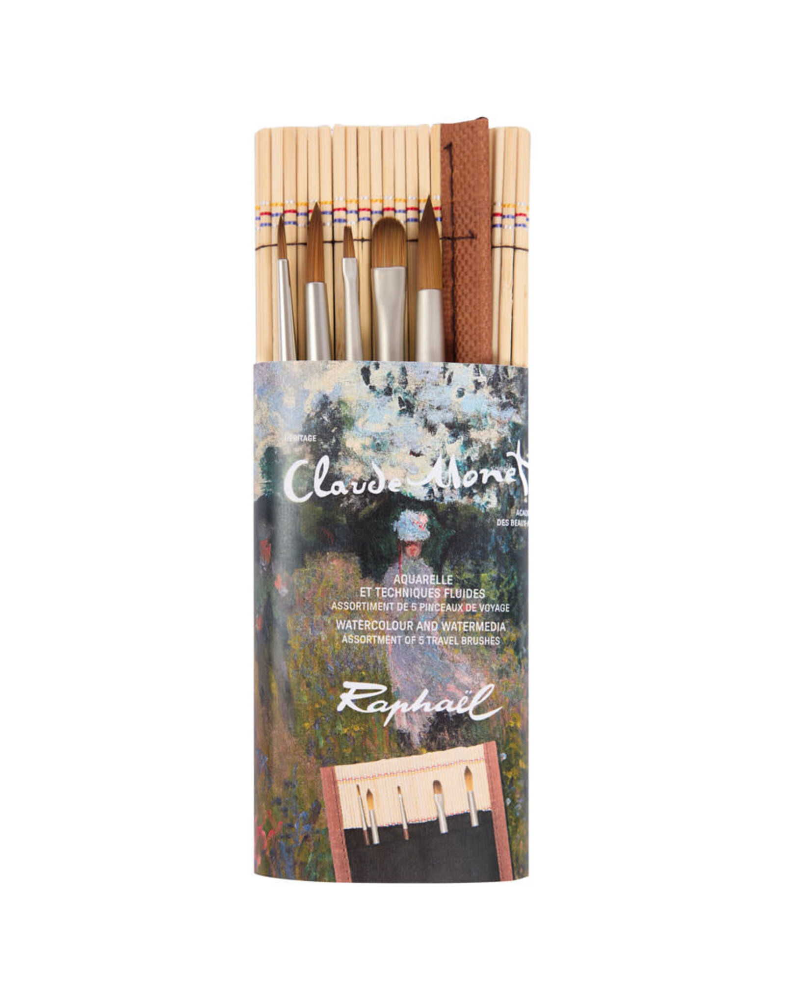 Sennelier Raphael Bamboo Holder + 5 Piece Mini Brush Set