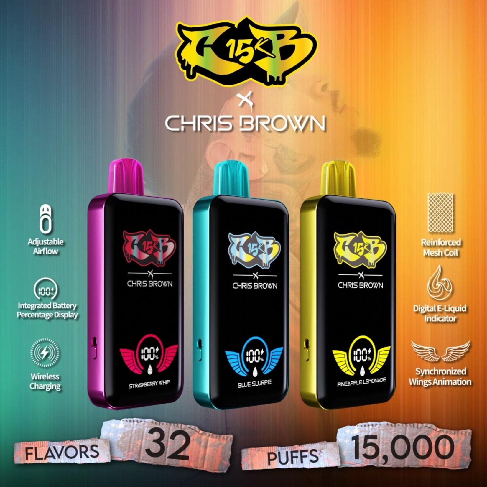 CHRIS BROWN CB15K PUFF 15ML DISPOSABLE DEVICE