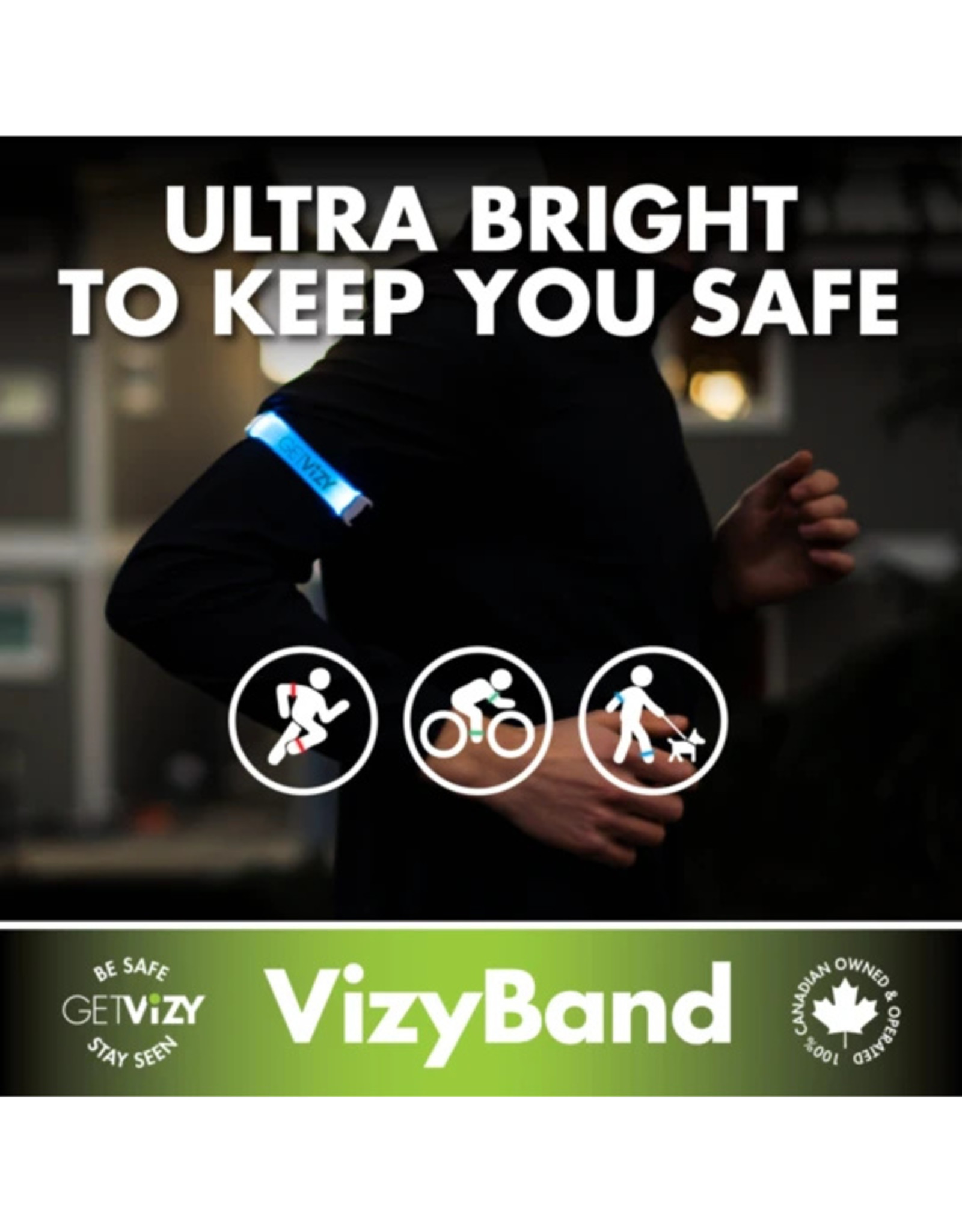GetVizy GetVizy VizyBand: Rechargeable LED Armband Light: