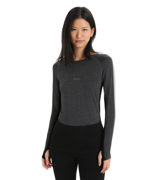 Icebreaker womens merino 200 Oasis long sleeve crew base layer in black