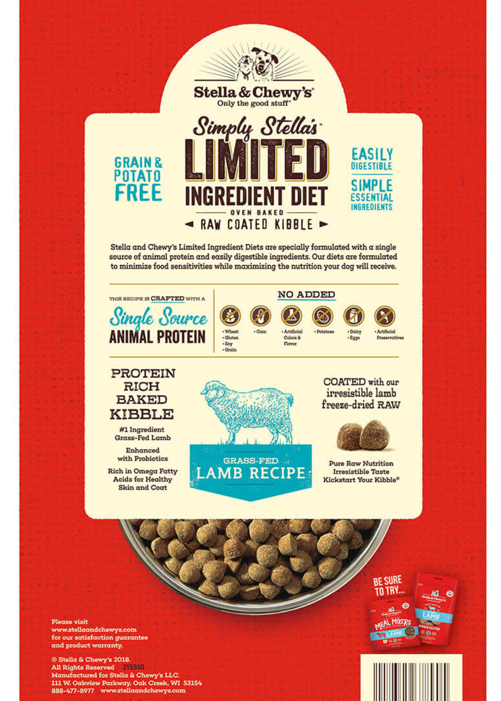 Stella & Chewy's Stella & Chewy's Raw Coated Kibble Limited Ingredient Grass-Fed Lamb Recipe Dry Dog Food