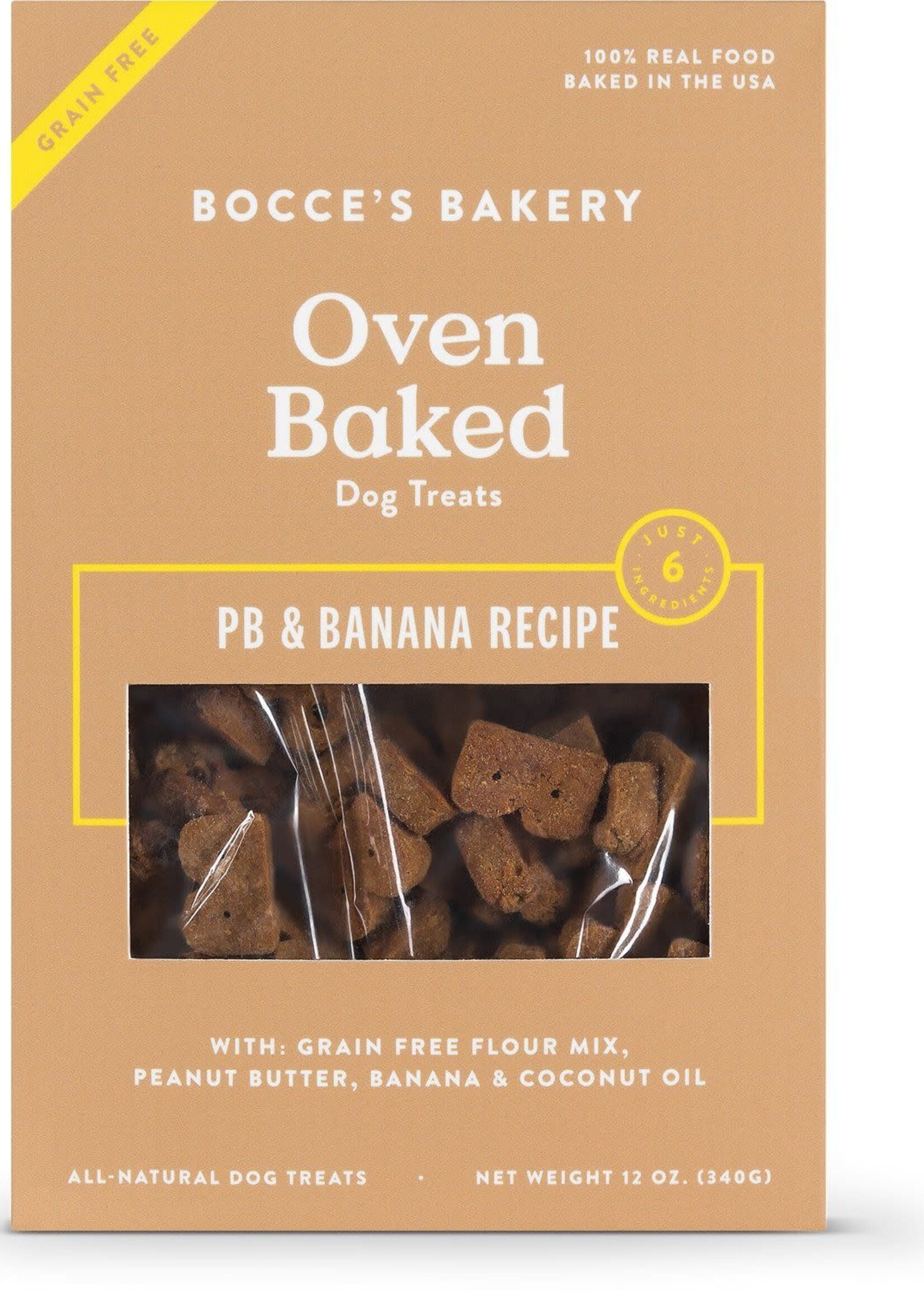 Bocce's Bakery Bocce's Bakery Grain-Free Oven Baked PB & Banana Recipe Dog Biscuits Treats 12-oz