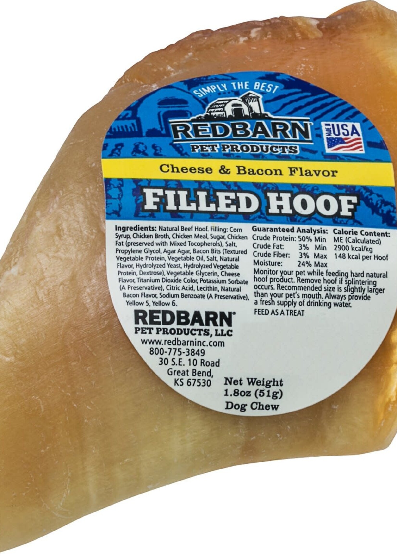 Redbarn Redbarn Filled Hoof Cheese N' Bacon Flavor Dog Chew