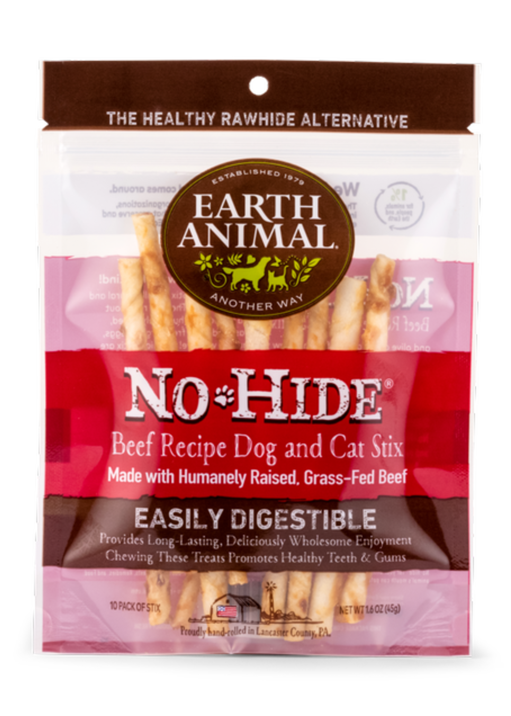 Earth Animal Earth Animal No-Hide Beef Chew Stix Dog & Cat Treats (10 Pack)