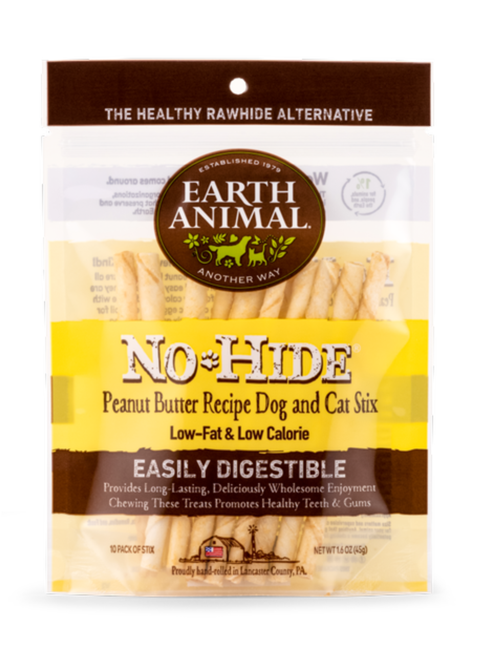 Earth Animal Earth Animal No-Hide Peanut Butter Chew Stix Dog & Cat Treats (10 Pack)