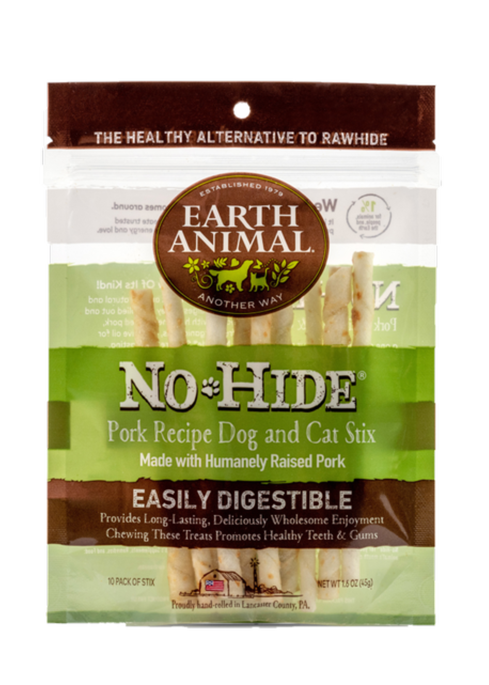 Earth Animal Earth Animal No-Hide Pork Chew Stix Dog & Cat Treats (10 Pack)