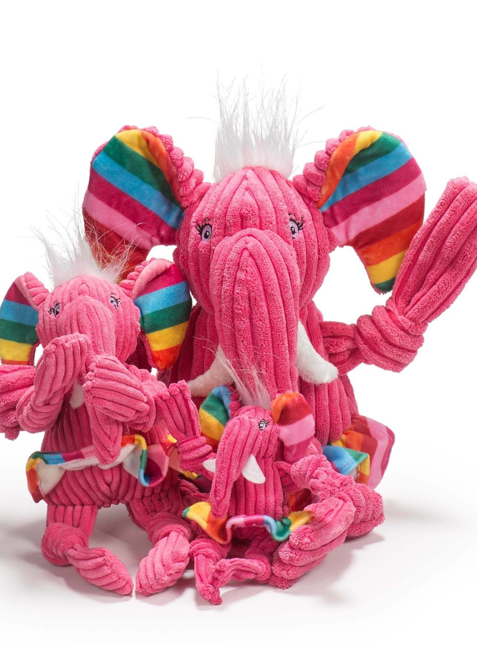 HuggleHounds HuggleHounds Rainbow Elephant Knottie Plush Dog Toy
