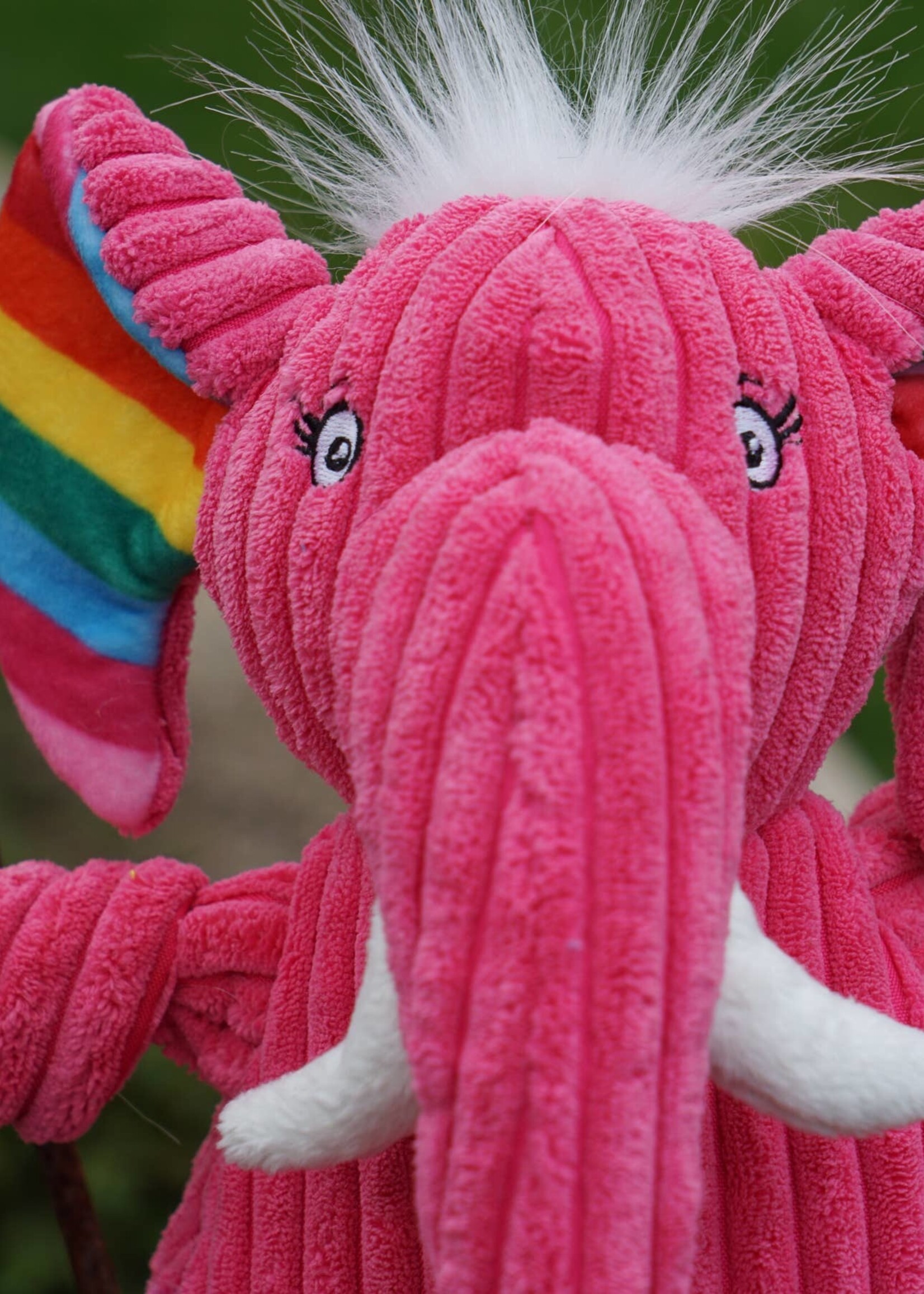 HuggleHounds HuggleHounds Rainbow Elephant Knottie Plush Dog Toy