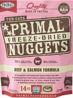 Primal Primal Freeze-Dried Nuggets Grain-Free Beef & Salmon Formula Cat Food 14-oz