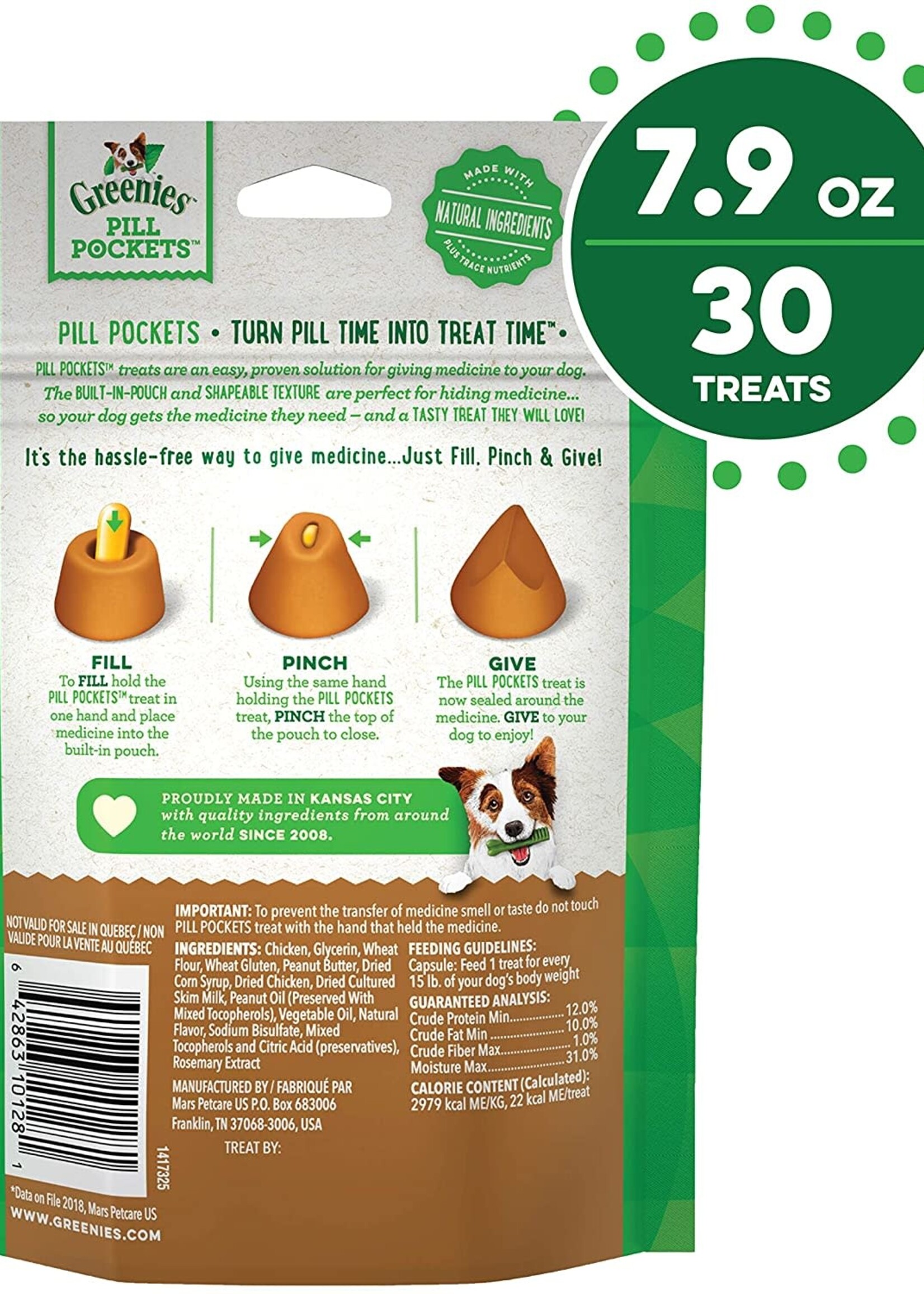 GREENIES GREENIES Pill Pockets Capsule Size Peanut Butter Flavor Dog Treats 7.9-oz