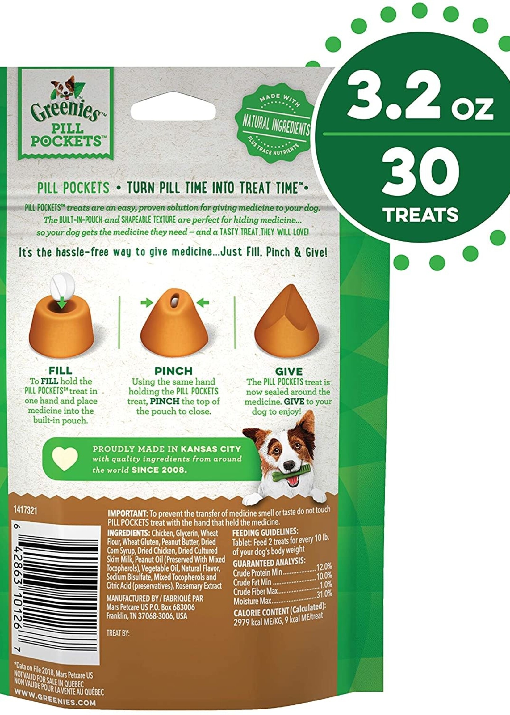 GREENIES GREENIES Pill Pockets Tablet Size Peanut Butter Flavor Dog Treats 3.2-oz