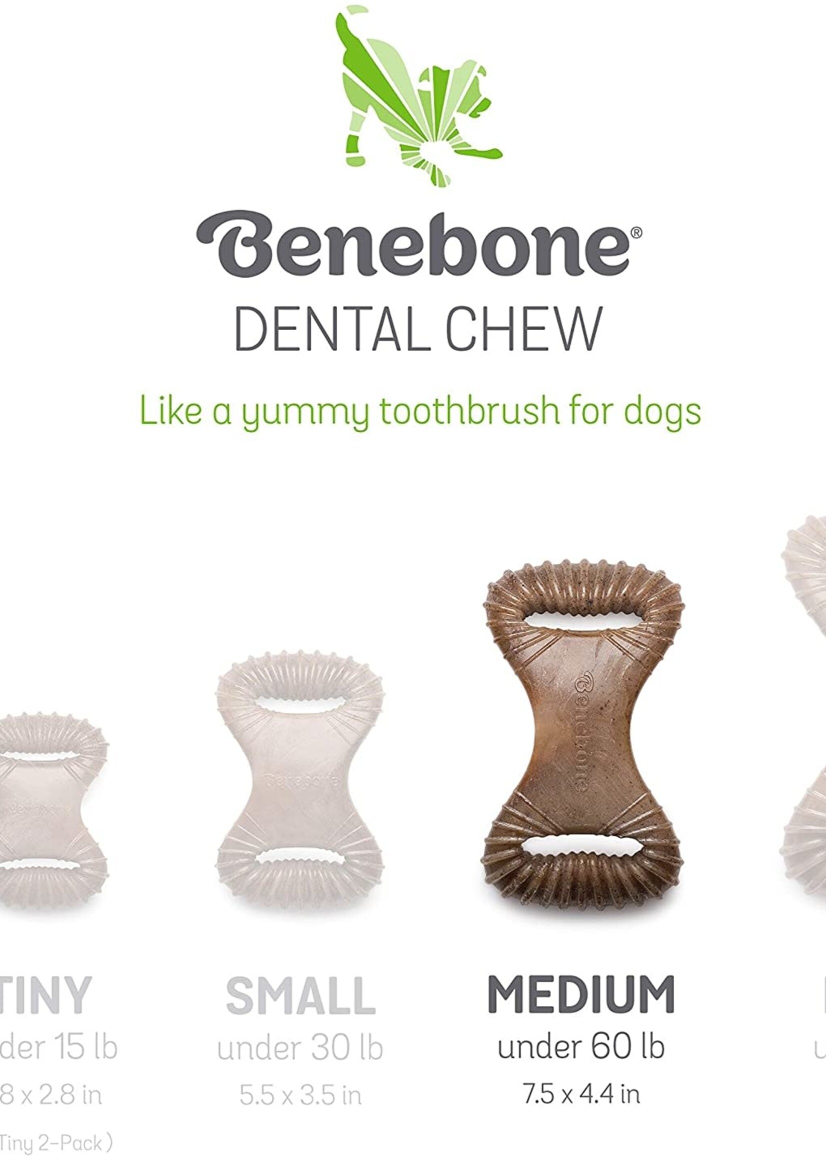 Benebone Benebone Peanut Butter Flavor Dental Tough Dog Chew Toy Medium