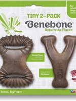 Benebone Benebone Bacon Flavor Tiny 2-Pack Dental Chew & Wishbone Tough Dog Chew Toy