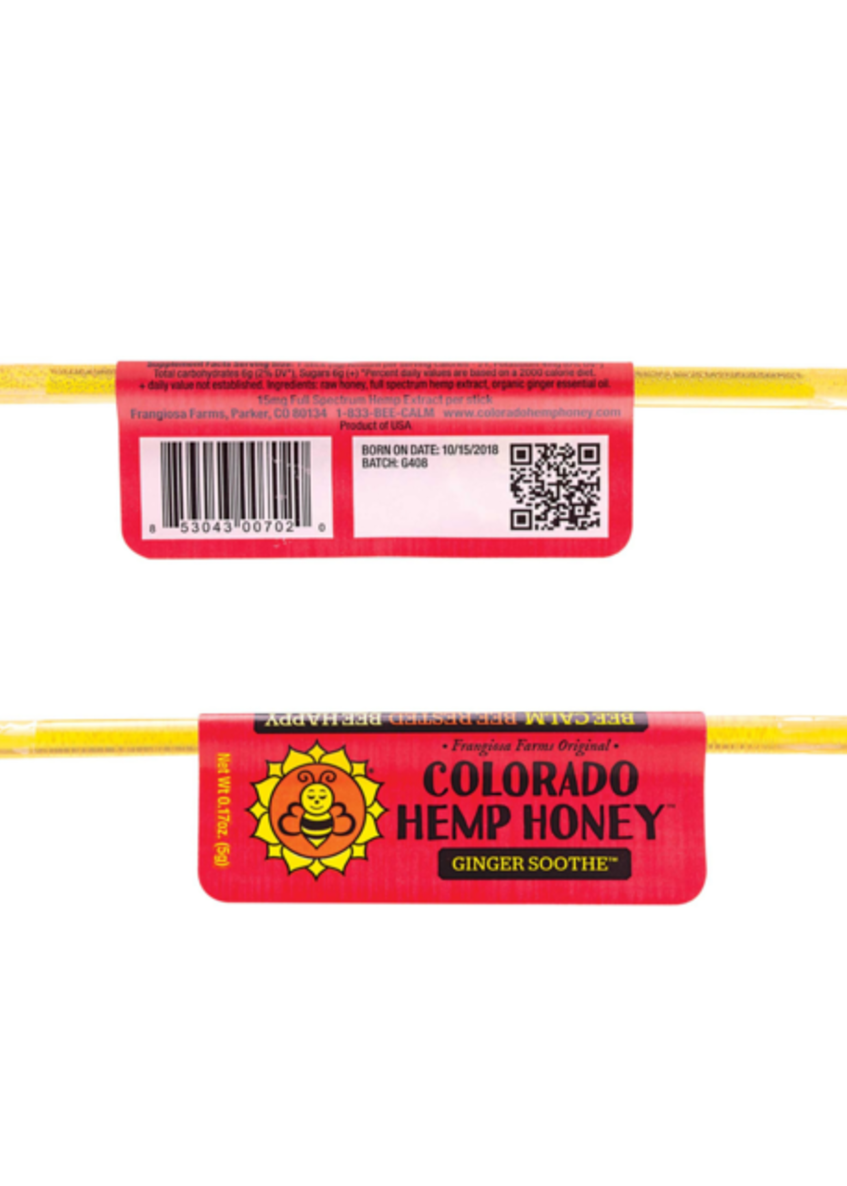 Colorado Hemp Honey Colorado Hemp Honey Ginger Soothe Sticks Full Spectrum Hemp Supplement