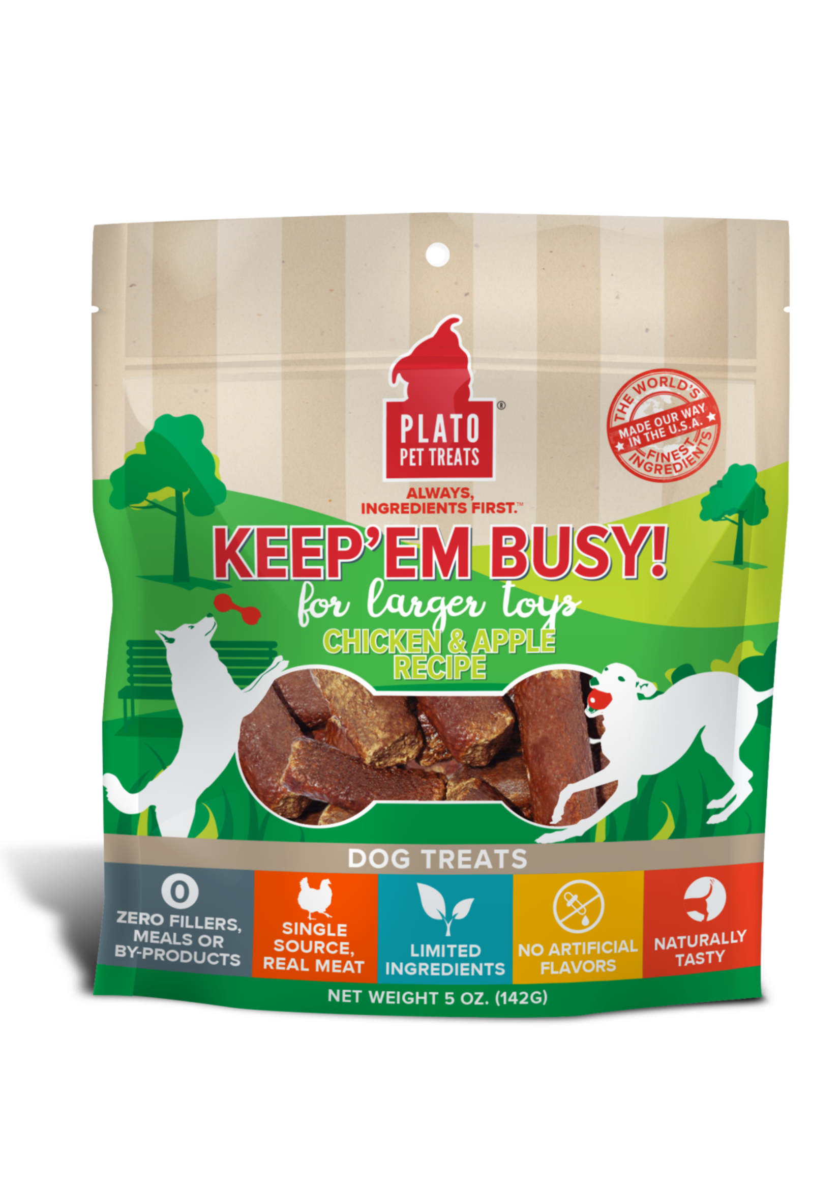 Plato Pet Treats Plato Pet Treats Keep'Em Busy Chicken & Apple Recipe Meat Sticks Dog Treats