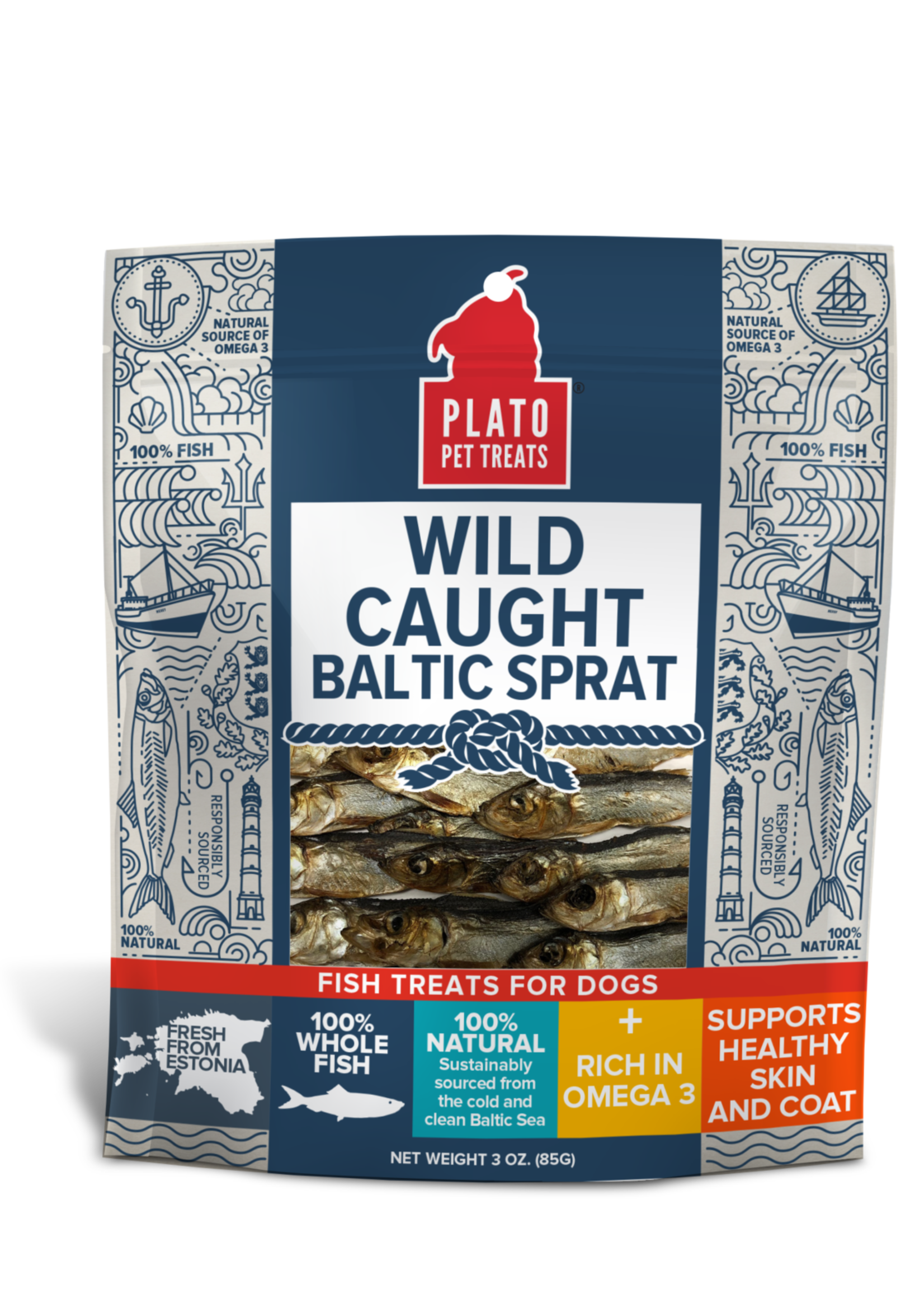 Plato Pet Treats Plato Pet Treats Wild Caught Baltic Sprat Fish Dog Treats 3-oz