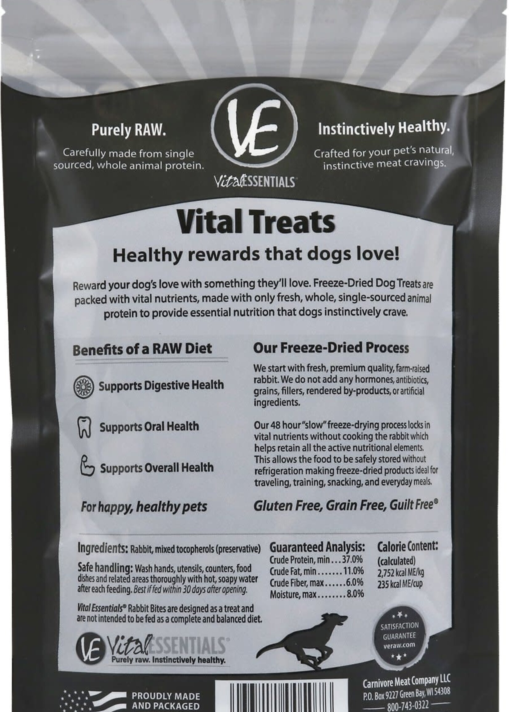 Vital Essentials Vital Essentials Rabbit Bites Freeze-Dried Dog Treats 2-oz