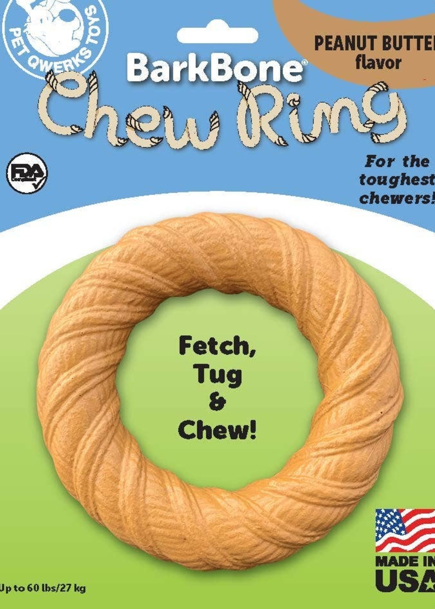 Pet Qwerks Pet Qwerks BarkBone Chew Ring with Peanut Butter Flavor Dog Chew Toy Large