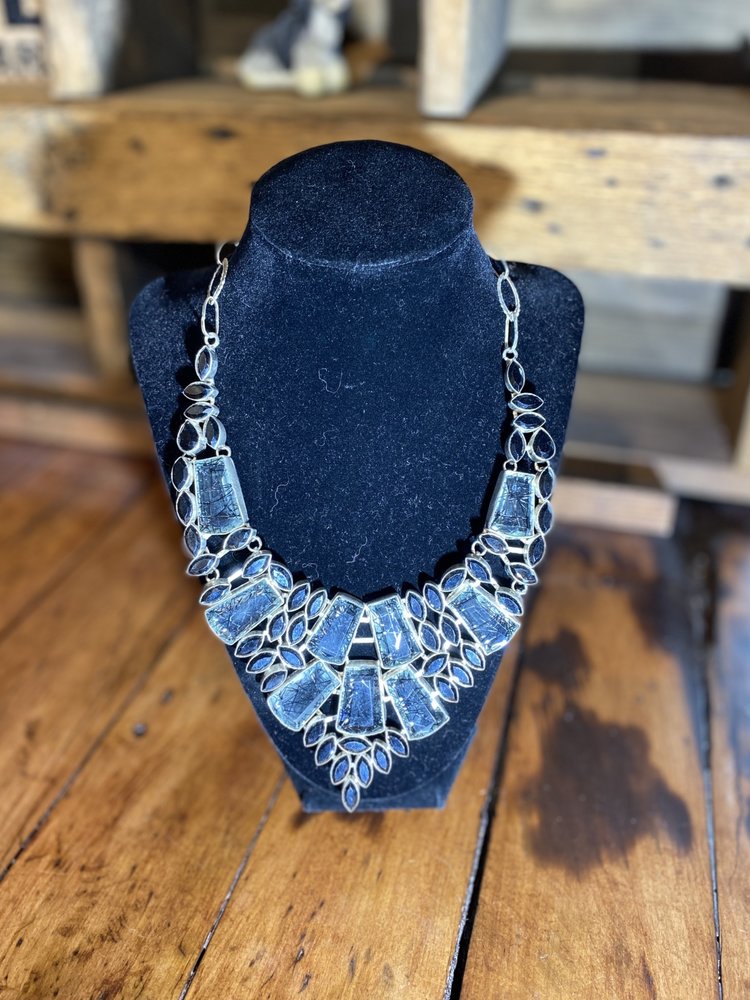 Black Rutile with Faceted Black Spinal Necklace