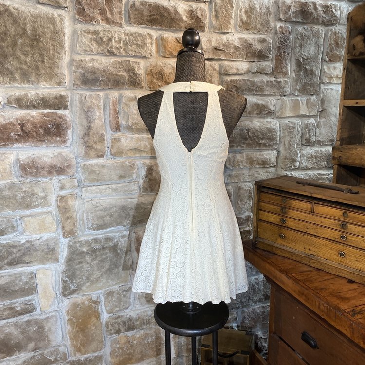 City Triangles Ivory Crocheted A-Line Dress, Size 9