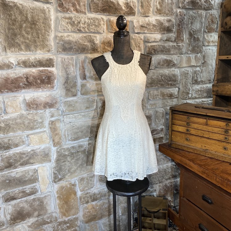 City Triangles Ivory Crocheted A-Line Dress, Size 9