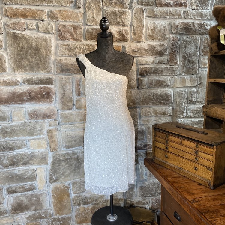Aidan Mattox White Beaded Sheath Dress, Size 10