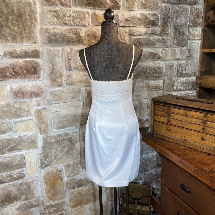 Sue Wong Ivory Satin Cocktail Dress