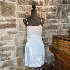 Sue Wong Ivory Satin Cocktail Dress, Size 8