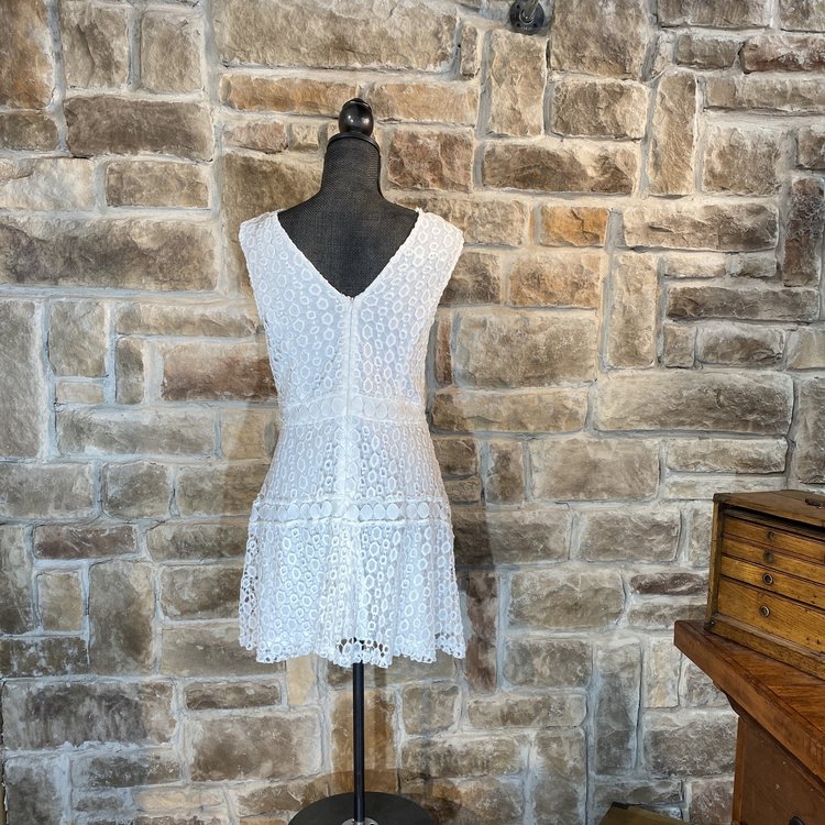 Aqua White Lace Mini Cocktail Dress, Size M