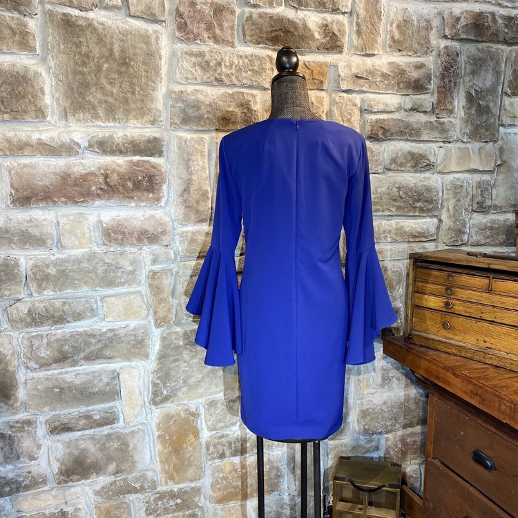 MSK Blue Shift Dress With Bell Sleeves