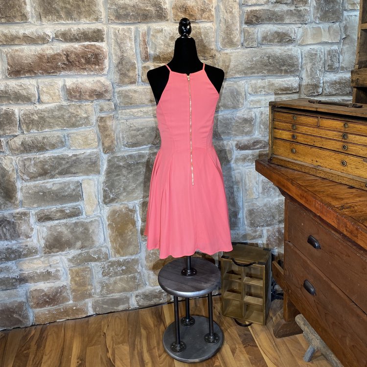 Aqua Coral A-Line Spaghetti Strap Dress, Size S