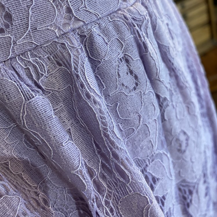 Aqua Lavender Lace Pleated High Neck Cocktail Dress, Size S