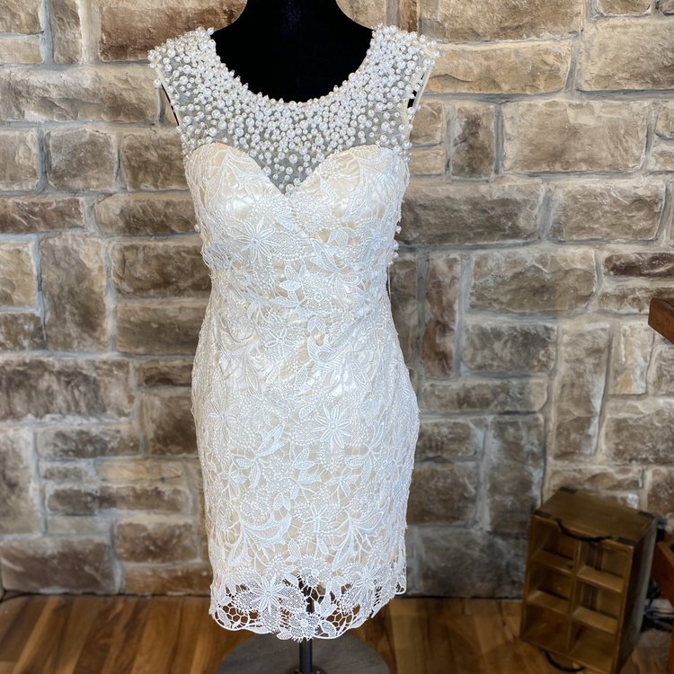 Beaded Beige Party Dress