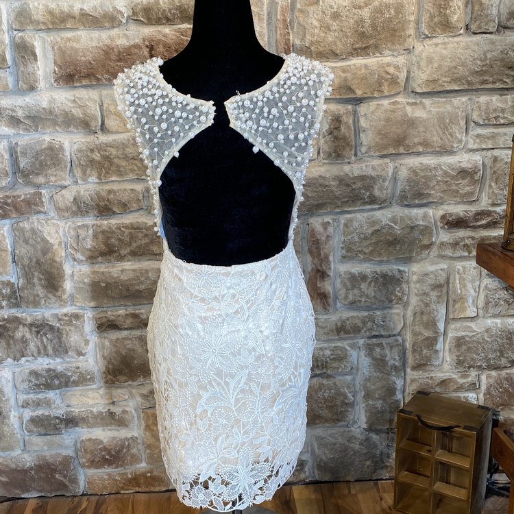 Beaded Beige Party Dress