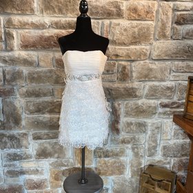 Ivory Appliqué Beaded Cocktail Dress, Size 2