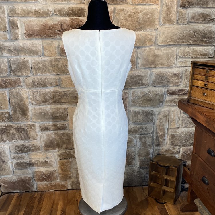 White Polka Dot Sheath Dress, Size S