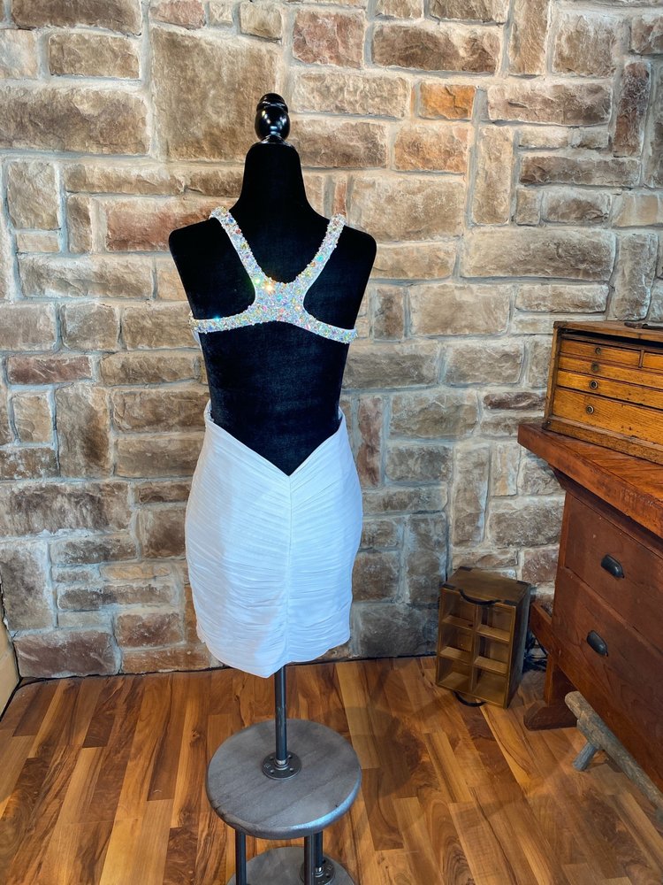 White Embellished Cocktail Dress, Size 6
