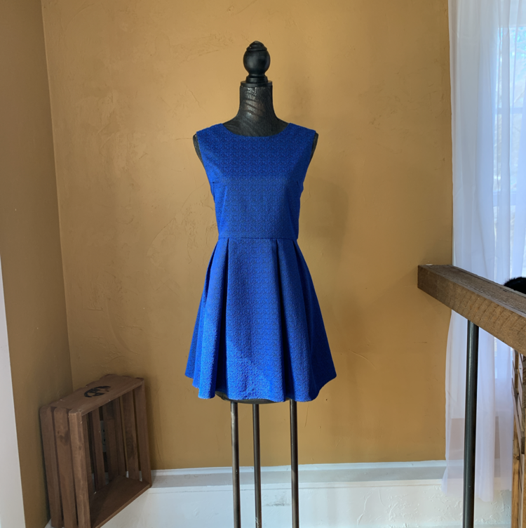 Lucy Paris Blue Jacquard Dress, Size L
