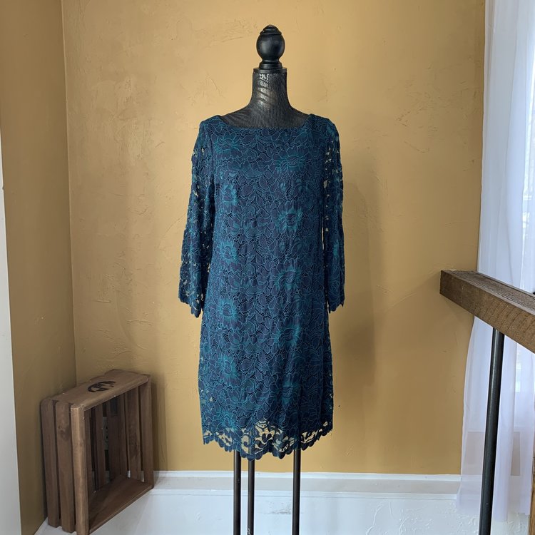 Jessica Howard Green Lace Cocktail Dress, Size 16