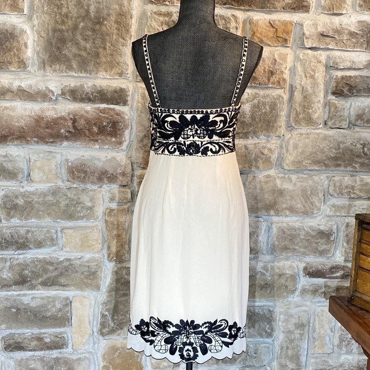 Sue Wong Ivory and Black Cocktail Dress, Size 8