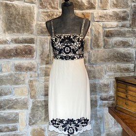 Sue Wong Ivory and Black Cocktail Dress, Size 8