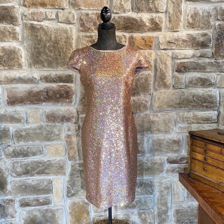 Calvin Klein Rose Gold Cowl Back Cocktail Dress, Size 8